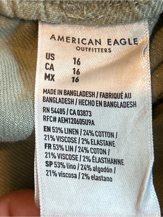 NWT American Eagle Dreamy Drape Linen-Blend Carpenter Short Size 16 High Waisted - Picture 10 of 10